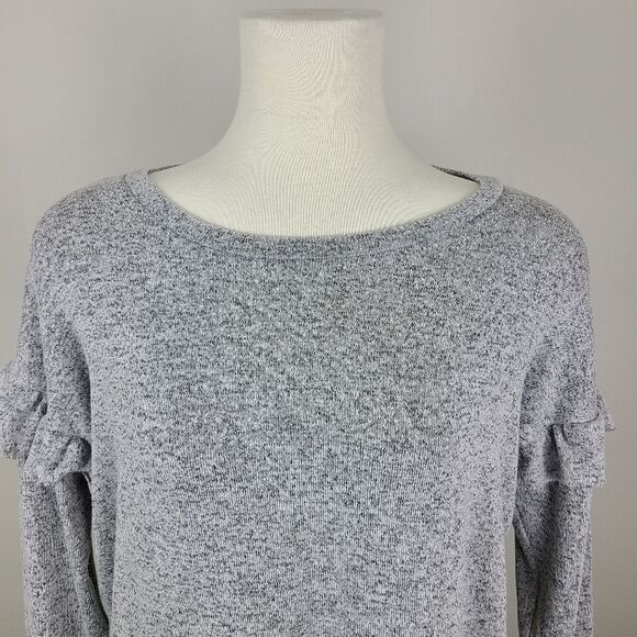 𝅺american Eagle Outfitters Gray Soft & Sexy Plush Ruffle Cap Sleeve Top Small - Picture 3 of 16